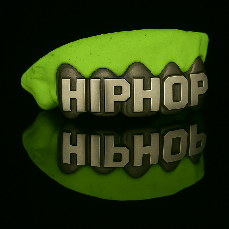 Custom Word/Name Laser Engraving Gold Grillz With Black Rhodium