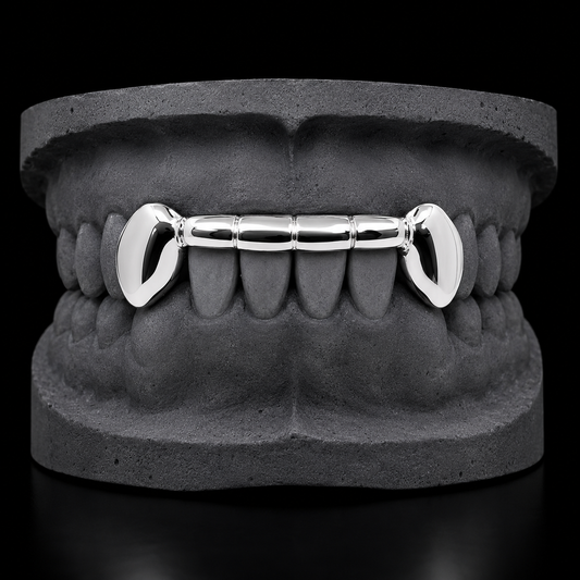 Custom 925 Solid Sterling Silver Front Bar Tip Covering Hand Made Grillz