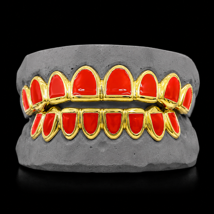 Custom Solid Gold Enamel Teeth Grillz Custom Colors Available