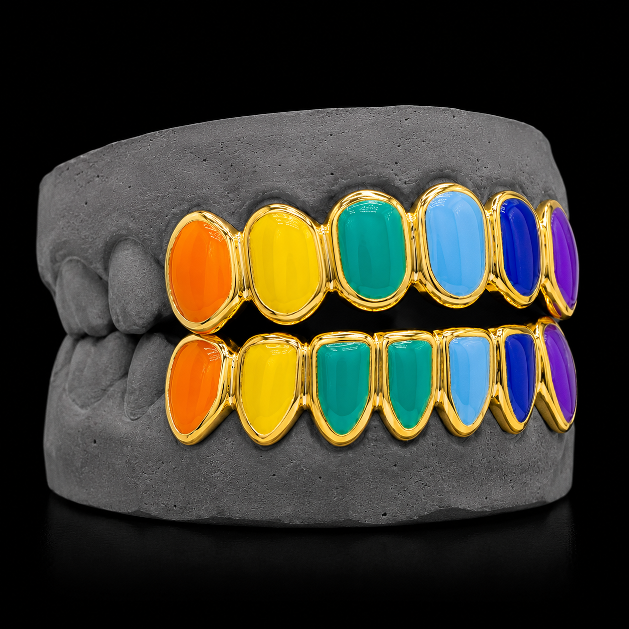 Custom Solid Gold Enamel Teeth Grillz Custom Colors Available