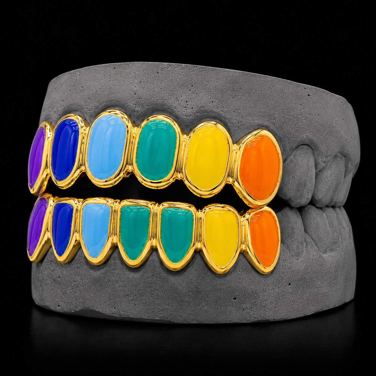 Custom Solid Gold Enamel Teeth Grillz Custom Colors Available