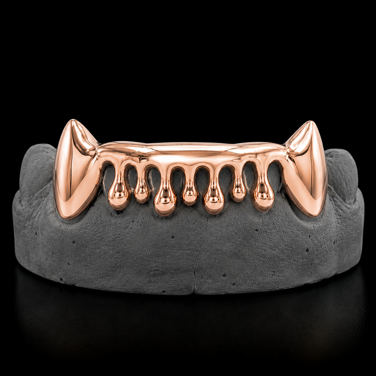Custom 6 Teeth Drip With Extended Fangs Gold Grillz