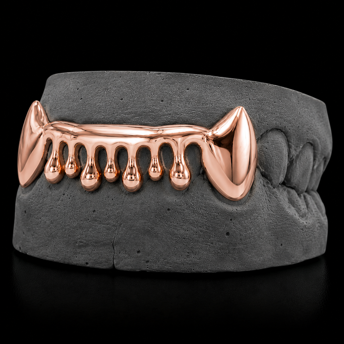 Custom 6 Teeth Drip With Extended Fangs Gold Grillz