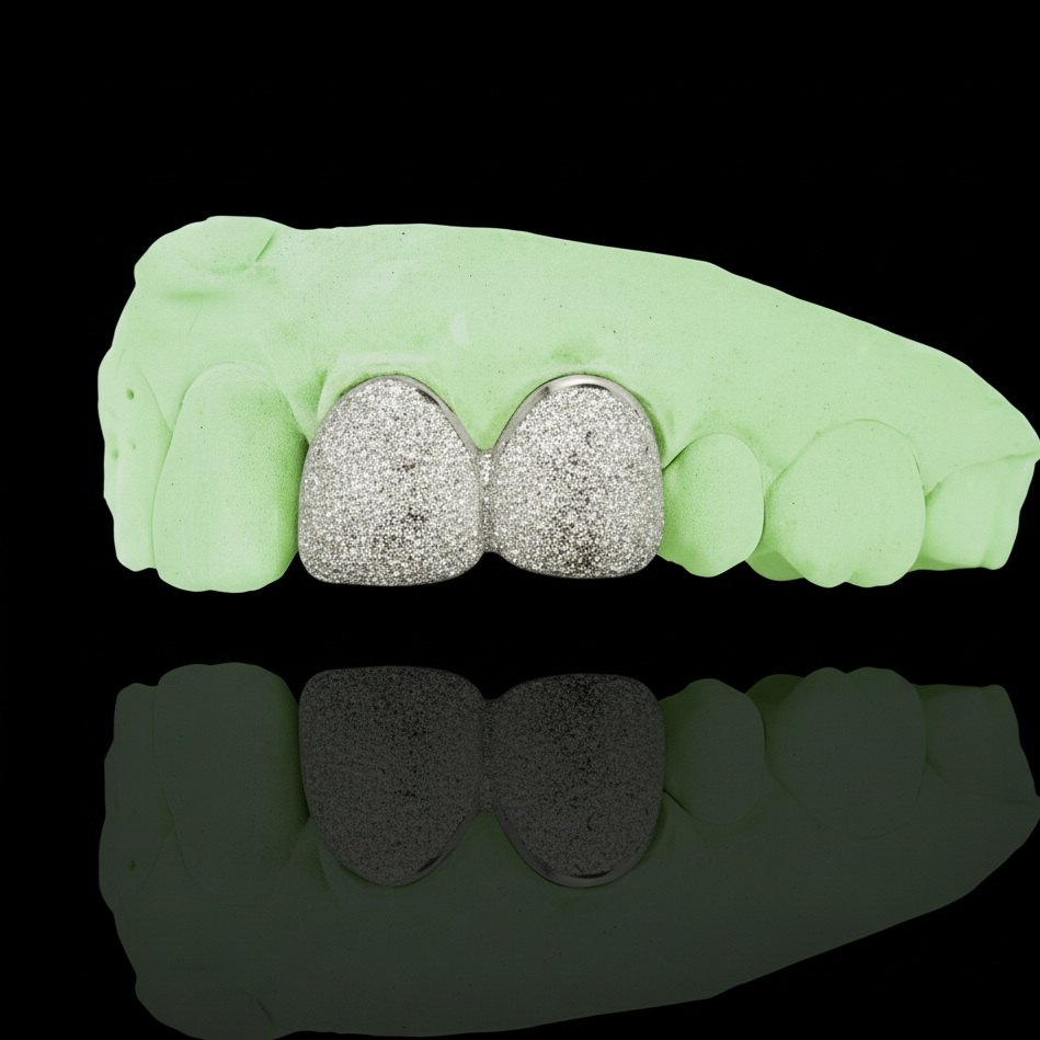 Custom Any 2 Teeth Grillz Diamond Dust (Connected) Gold Grillz