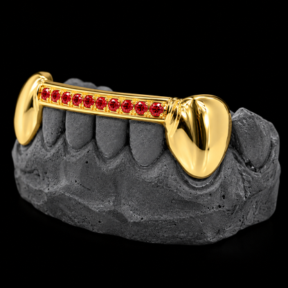 Customizable Any Color Gemstone One Row Bar Gold Grillz