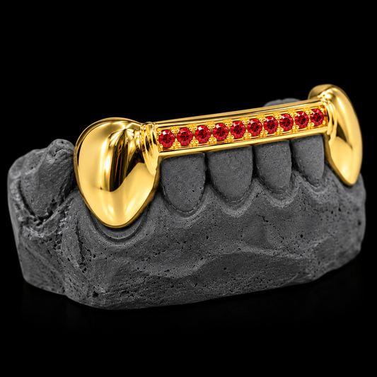 Customizable Any Color Gemstone One Row Bar Gold Grillz