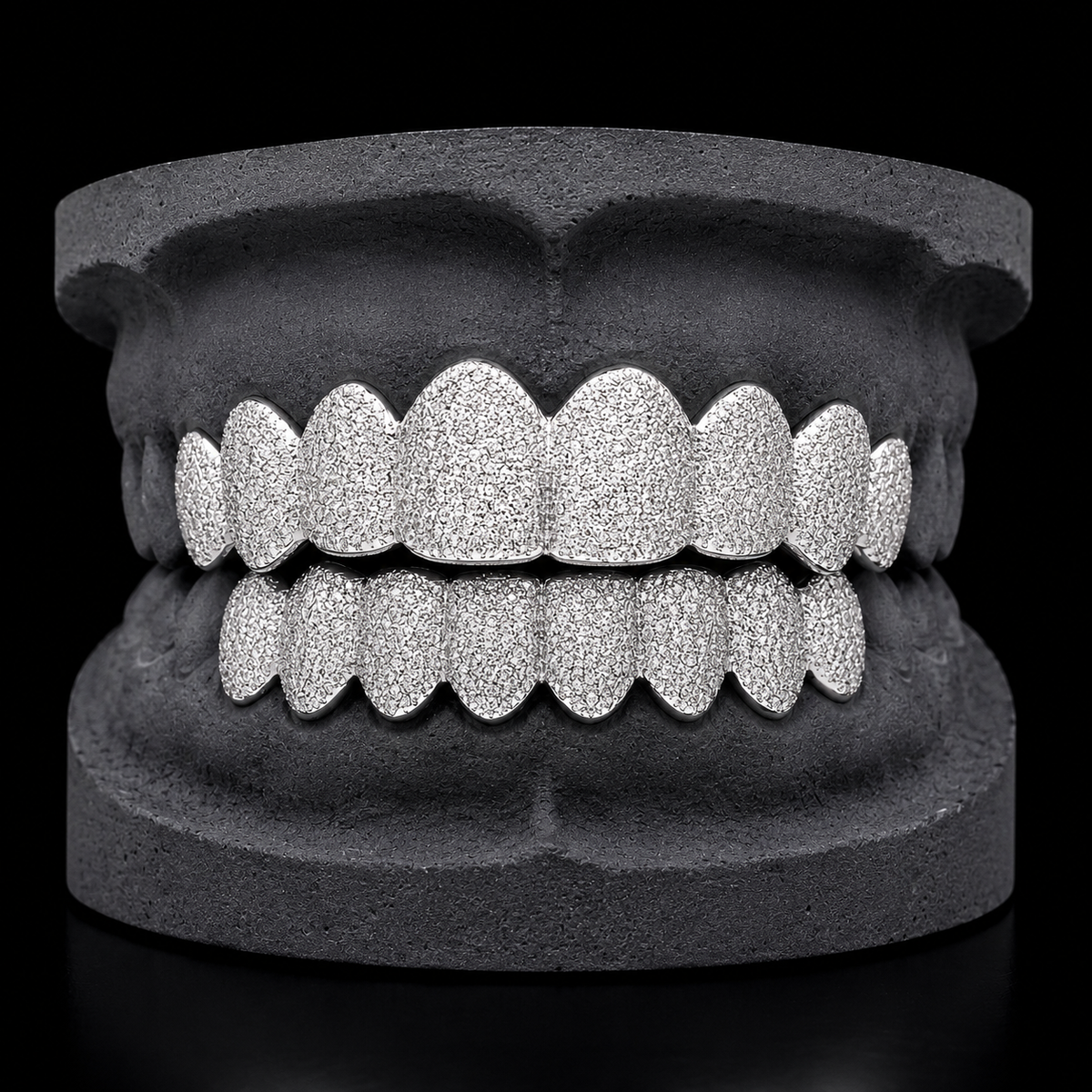 925 Solid Sterling Silver Diamond Dust Cut Custom Grillz