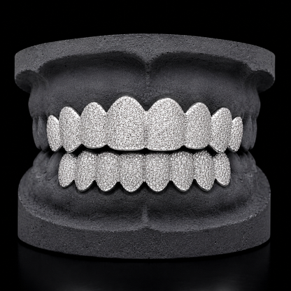 925 Solid Sterling Silver Diamond Dust Cut Custom Grillz
