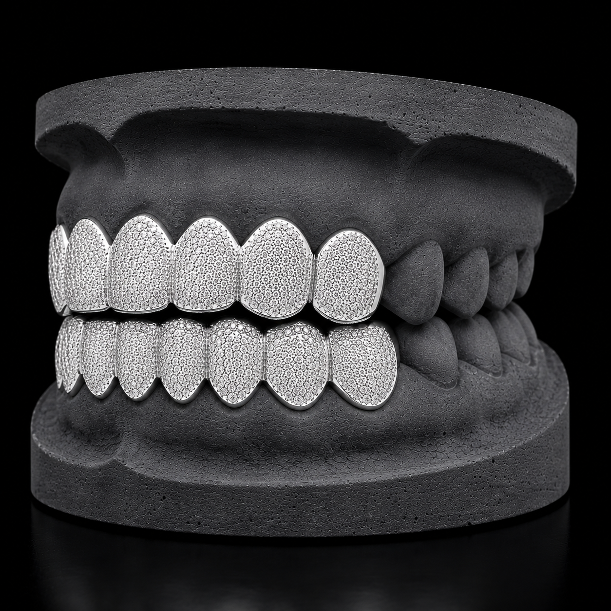 925 Solid Sterling Silver Diamond Dust Cut Custom Grillz