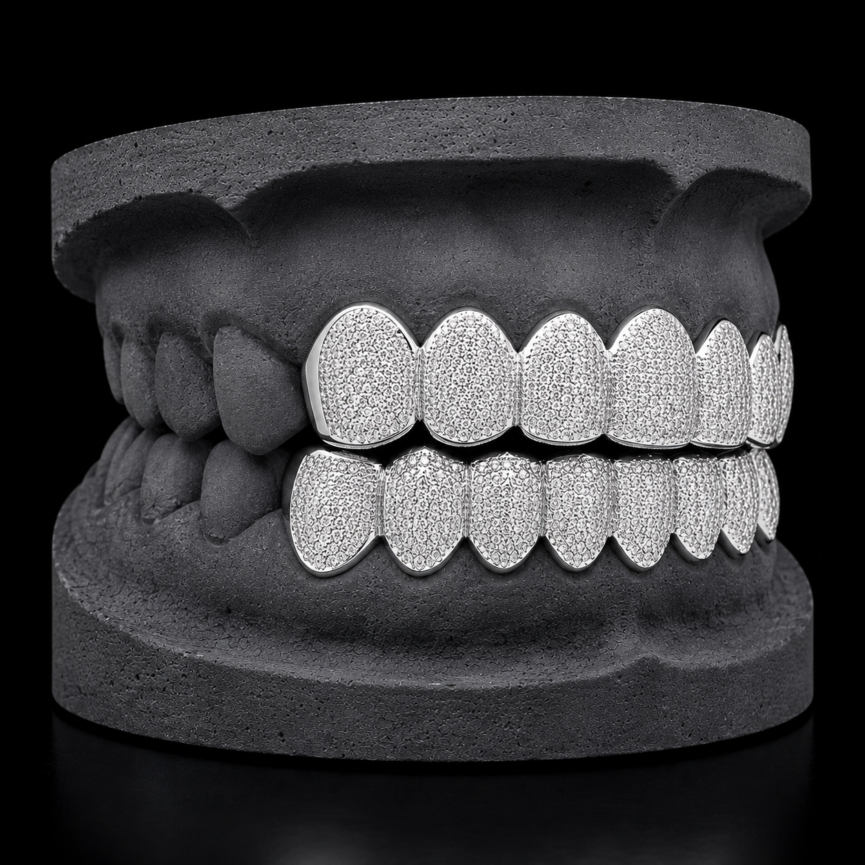 925 Solid Sterling Silver Diamond Dust Cut Custom Grillz