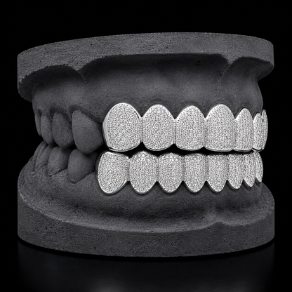 925 Solid Sterling Silver Diamond Dust Cut Custom Grillz