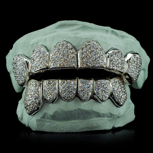 Custom Canary Diamond Grillz - Solid Gold Zig-Zag Setting