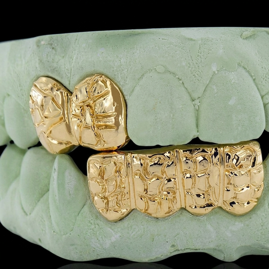 6 Piece Deep Nugget Cut Gold Grillz
