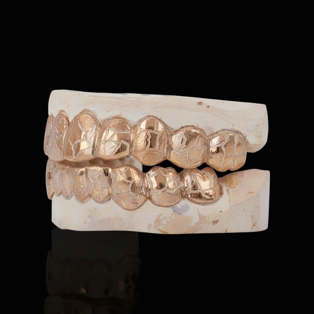 Custom Nugget Style Design Outline Gold Grillz