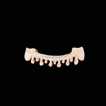 Custom Two Row Diamond Bar Drip Grillz with Diamond Ends - Natural Diamonds