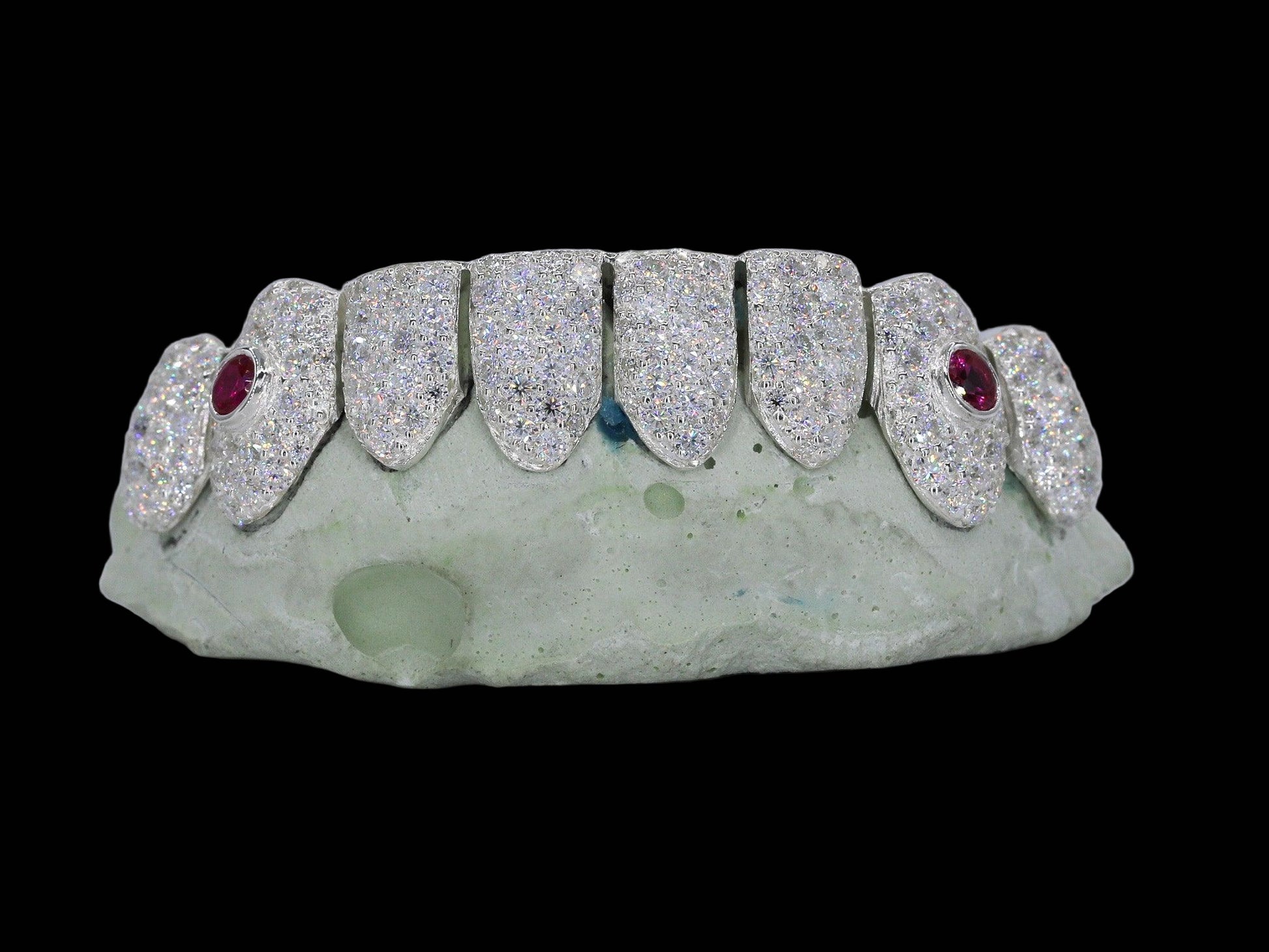 Ruby Stone Fang VVS Moissanite Diamond Grillz