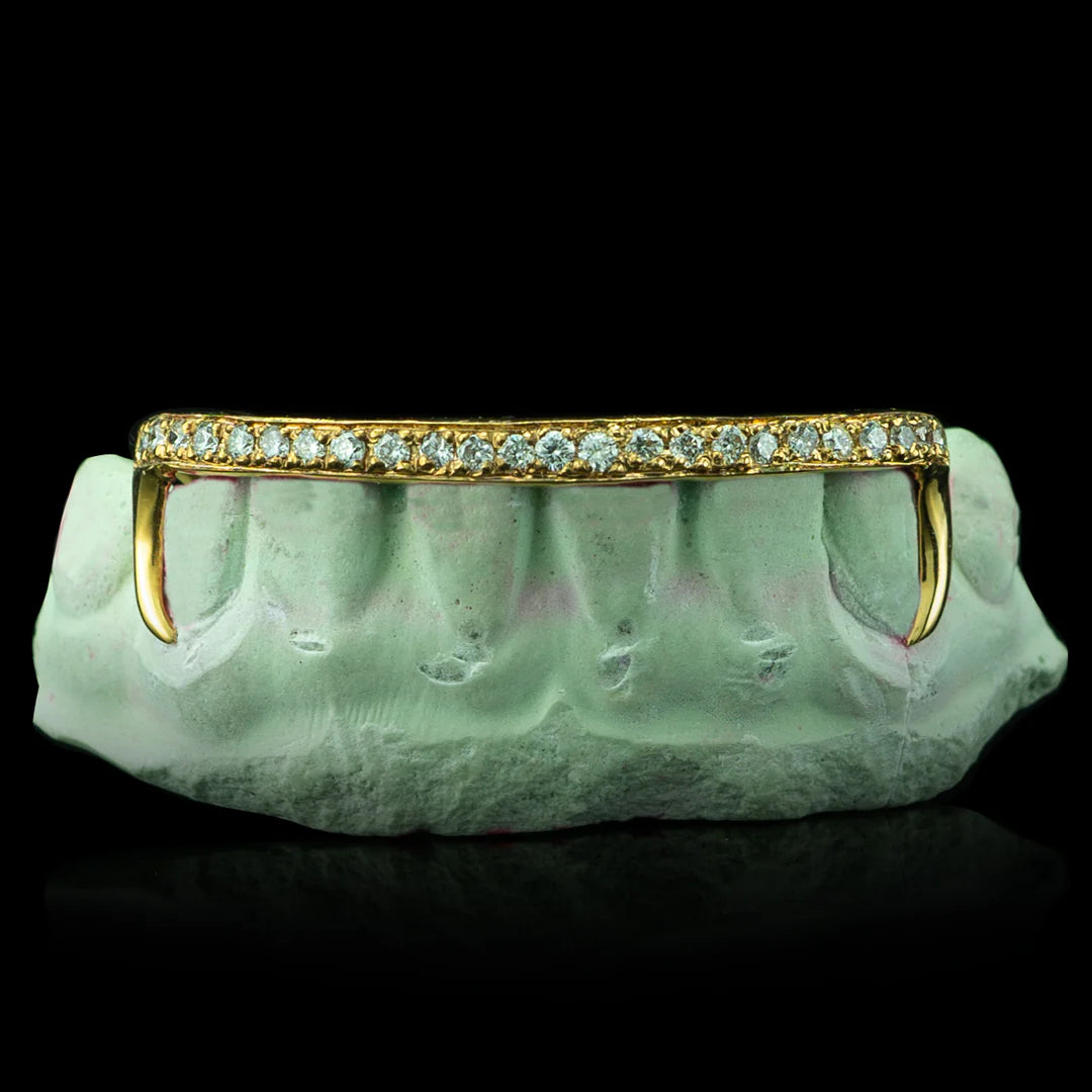 Kim K Style One Row Diamond Bar Gold Grillz