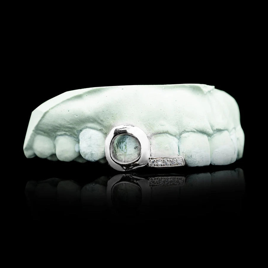 Open Face Heart with Iced Tip Double Cap Gold Grillz