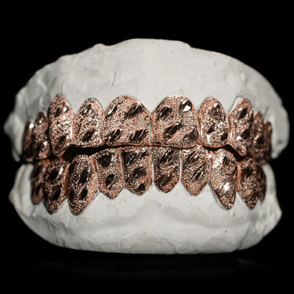 Custom Nugget Cut Diamond Dust Gold Grillz