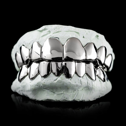 Sterling silver deep cut diamond grillz on dental mold