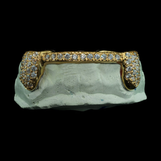 Solid Iced 6 Teeth Connecting Bridge Grillz Bar