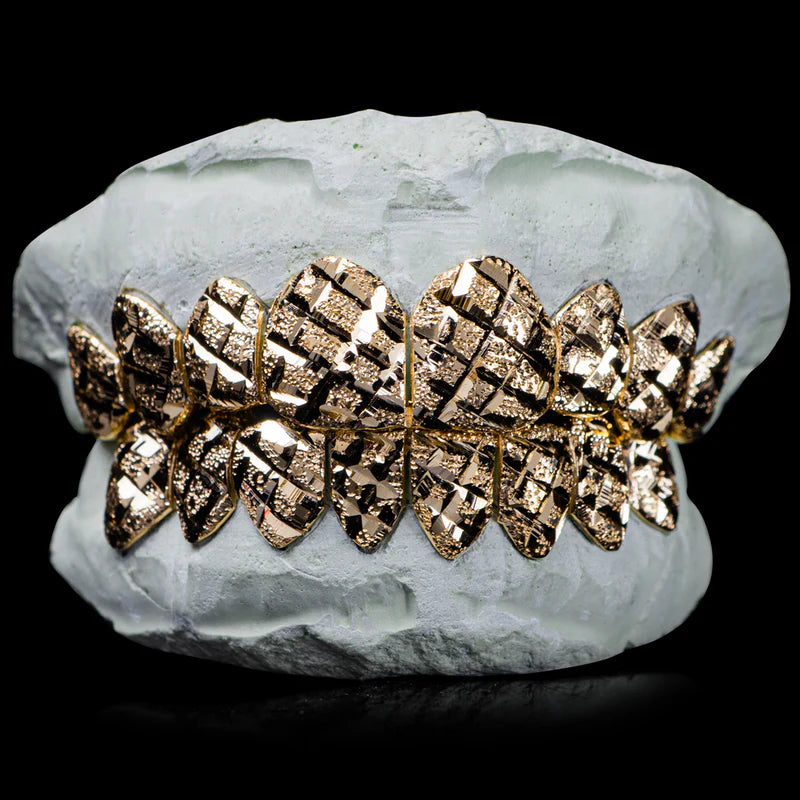 10K Solid Gold Diamond Cut + Dust Grillz