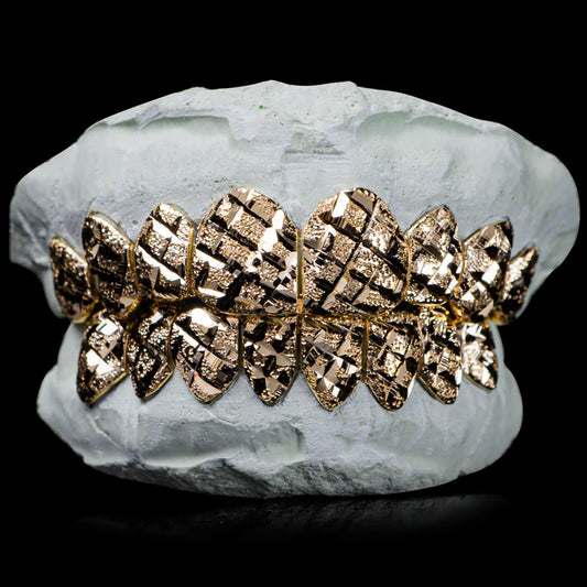 10K Solid Gold Diamond Cut + Dust Grillz