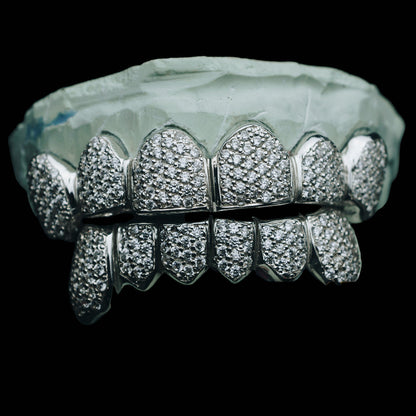 Solid Gold Natural Diamond Zigzag Setting Grillz