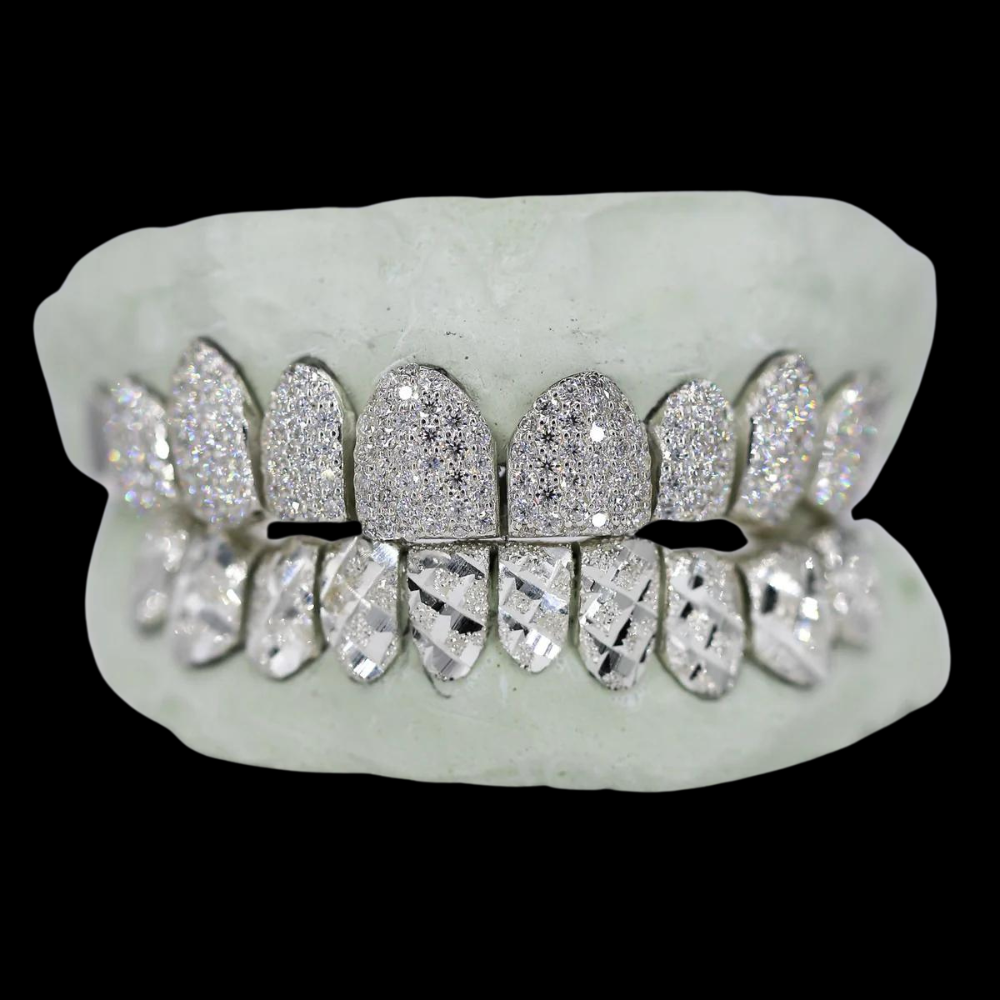 VVS Moissanite Grillz - Diamond Top & Diamond Cut Bottom