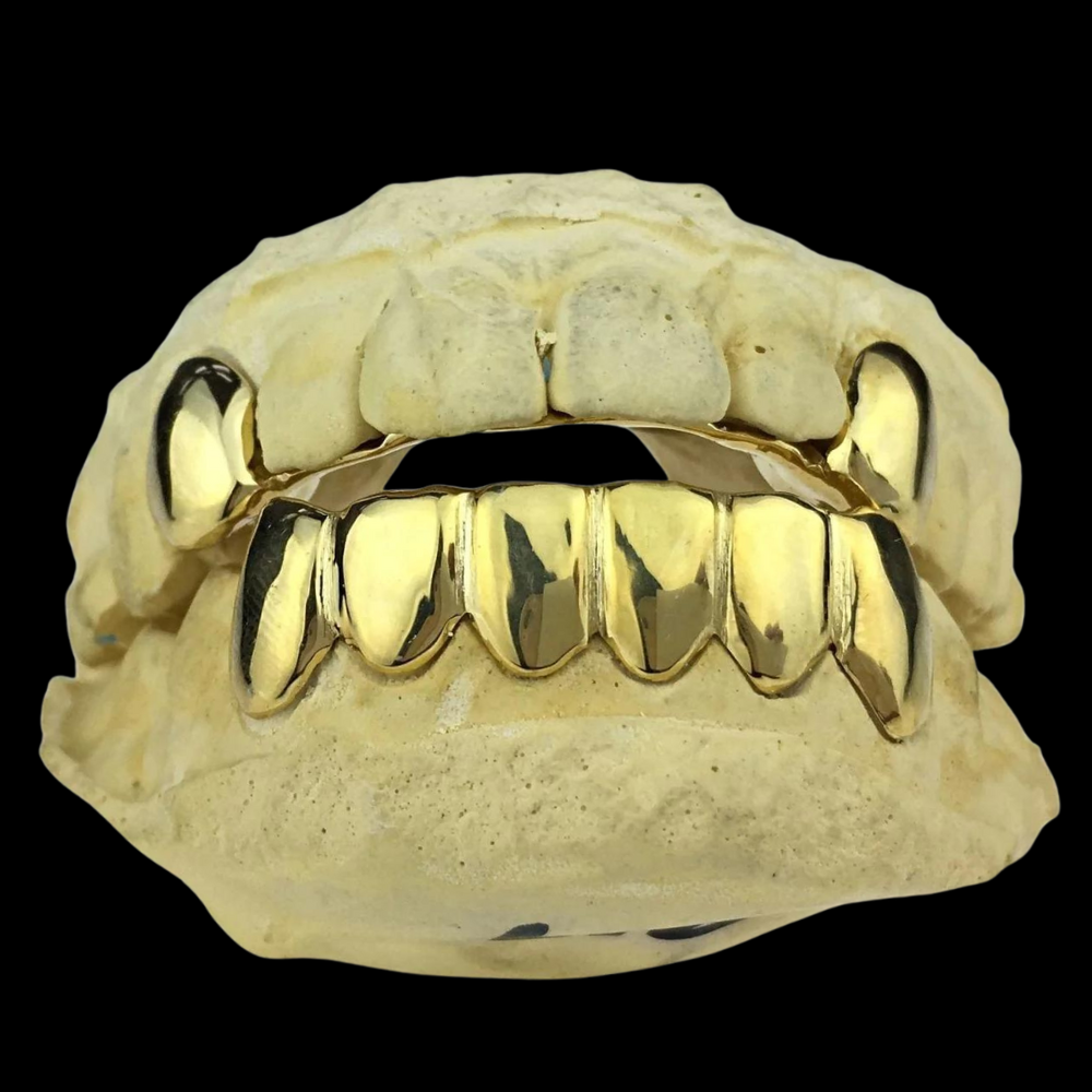 Custom 6 Teeth & 2 Teeth With Extended Fangs Gold Grillz