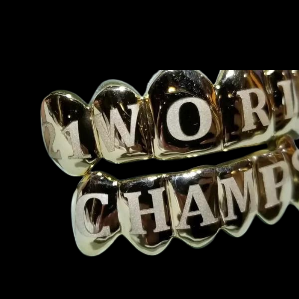 Custom 8 Teeth With Houston Astros World Series & Houston Rockets Edition Gold Grillz