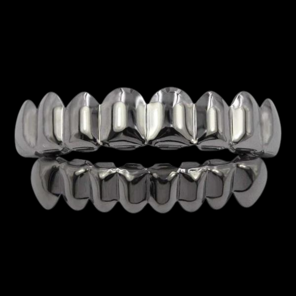 Custom 6 Teeth Joker Grill With Black Rhodium With Engravings Gold Grillz