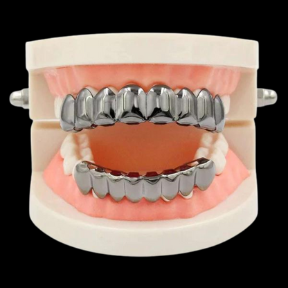 Custom 6 Teeth Joker Grill With Black Rhodium With Engravings Gold Grillz