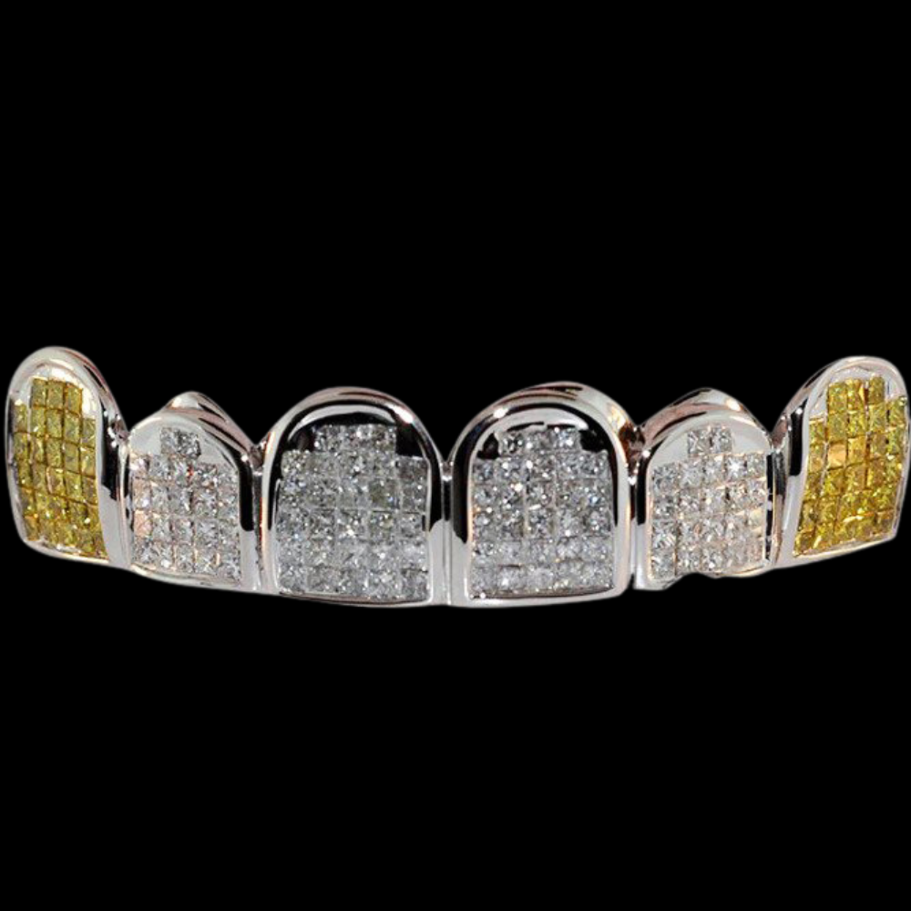 6 Piece Princess Cut Invisible Block Set Diamond Grillz