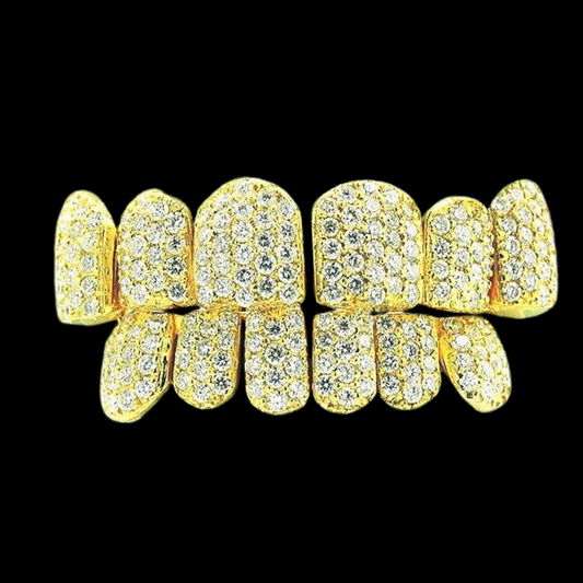 18k Individual Diamond Prong Set Permanent Teeth Grillz