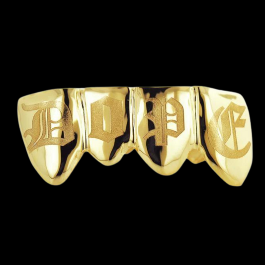 4 Engraved Teeth Grillz