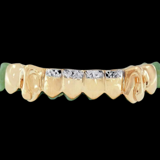 8 Teeth Solid Deep Cut Grillz 2 Teeth with Dripping Gold Grillz