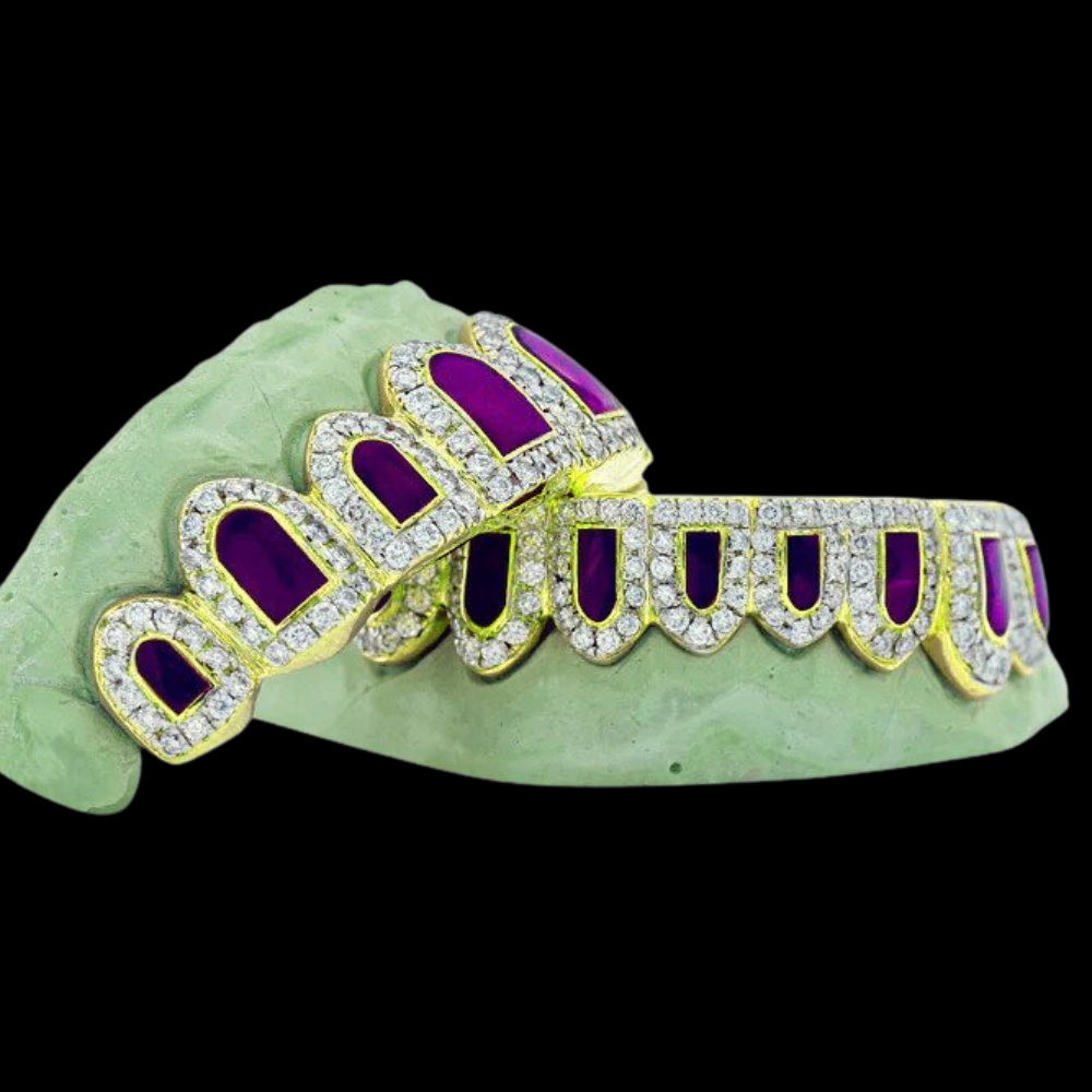 18K Candy Paint Paul Wall Custom Diamond Purple Enamel Grillz