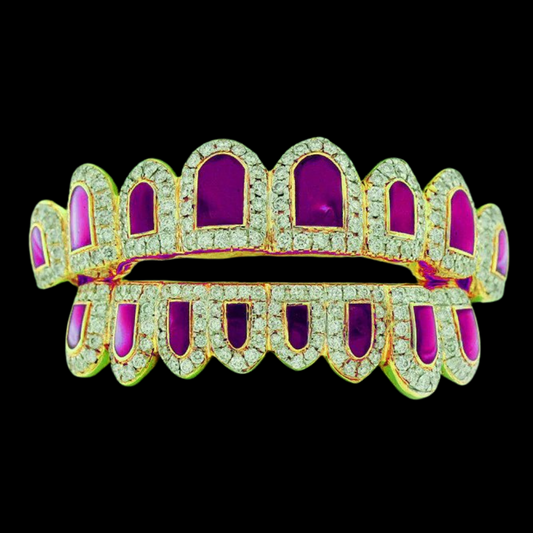 18K Candy Paint Paul Wall Custom Diamond Purple Enamel Grillz