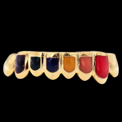 10K Candy Paint Eight Piece Grillz with Six Enamel Teeth.