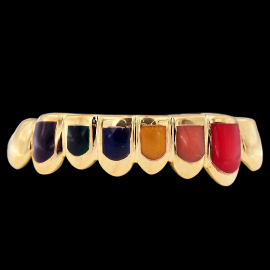 10K Candy Paint Eight Piece Grillz with Six Enamel Teeth