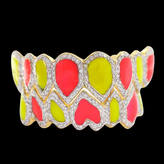 18K Riff Raff Custom Enamel Diamond Grillz