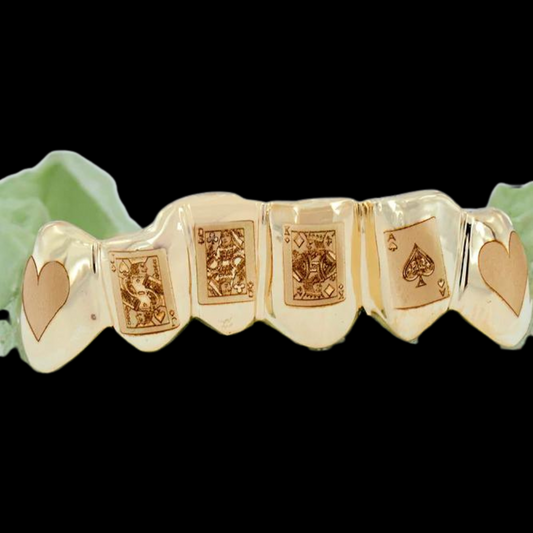 6 Piece Engraved Yellow Gold Grillz