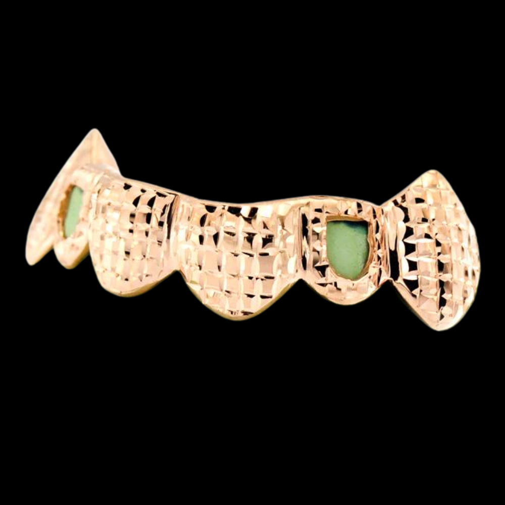 Custom Grillz, 6 Teeth 2 Open face Grillz with Diamond Cuts