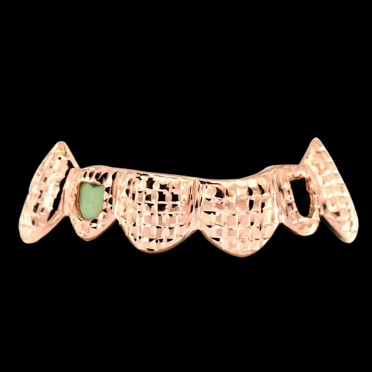 Custom Grillz, 6 Teeth 2 Open face Grillz with Diamond Cuts