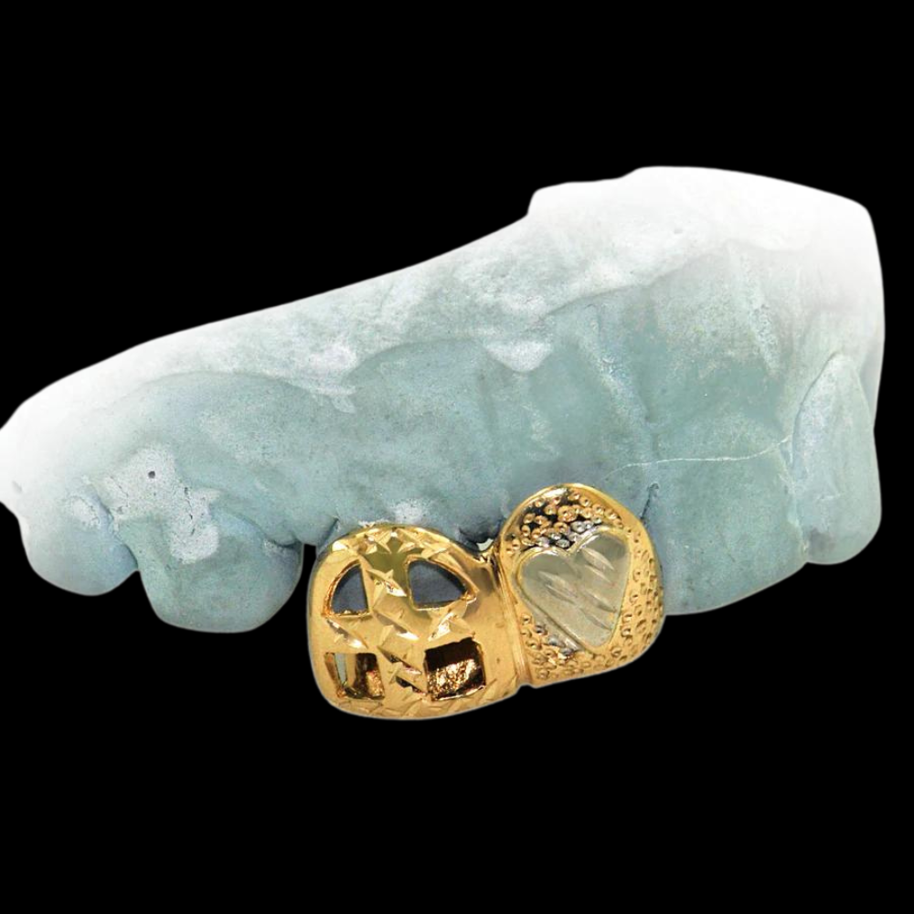 2 10k Teeth Yellow Gold Open Design