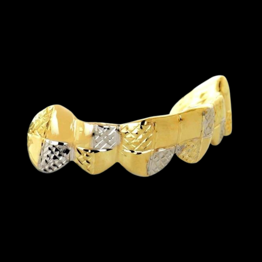 6 Teeth Two-Tone Grillz with Diamond Cuts