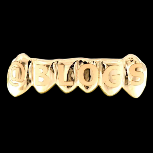 6 Custom Engraved Teeth Yellow Gold Grillz.