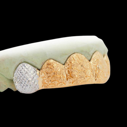 6 Piece Deep Cut Nugget Grillz with Diamond Dust and Cuts.