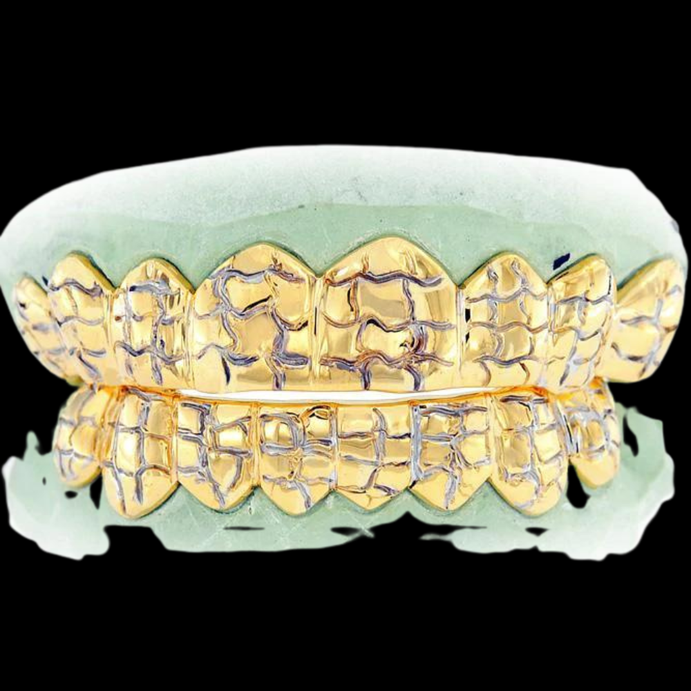 16 Piece Deep Cut Nugget Gold Grillz